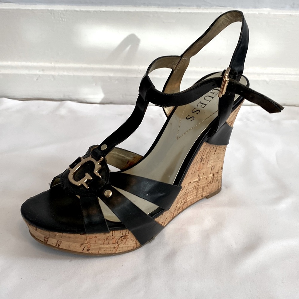 Black and gold Guess wedges